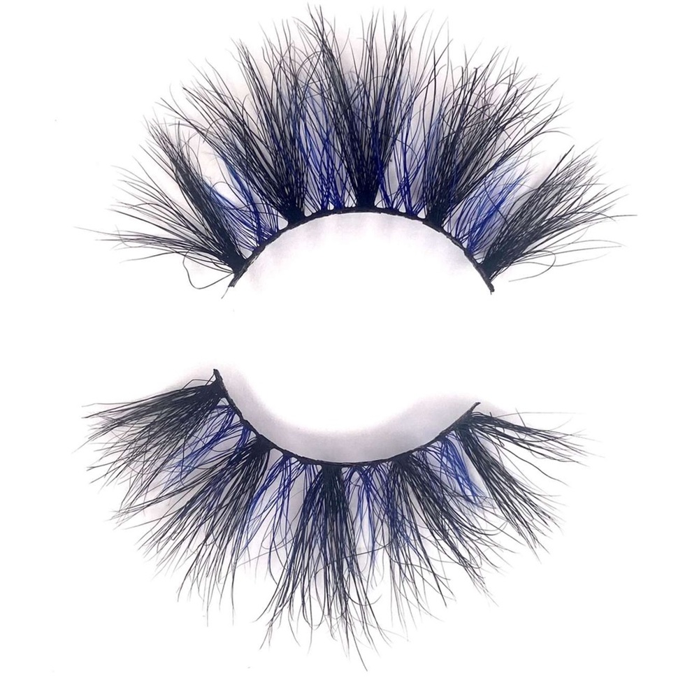 Real Mink Colored Lashes Blue/Black 15mm